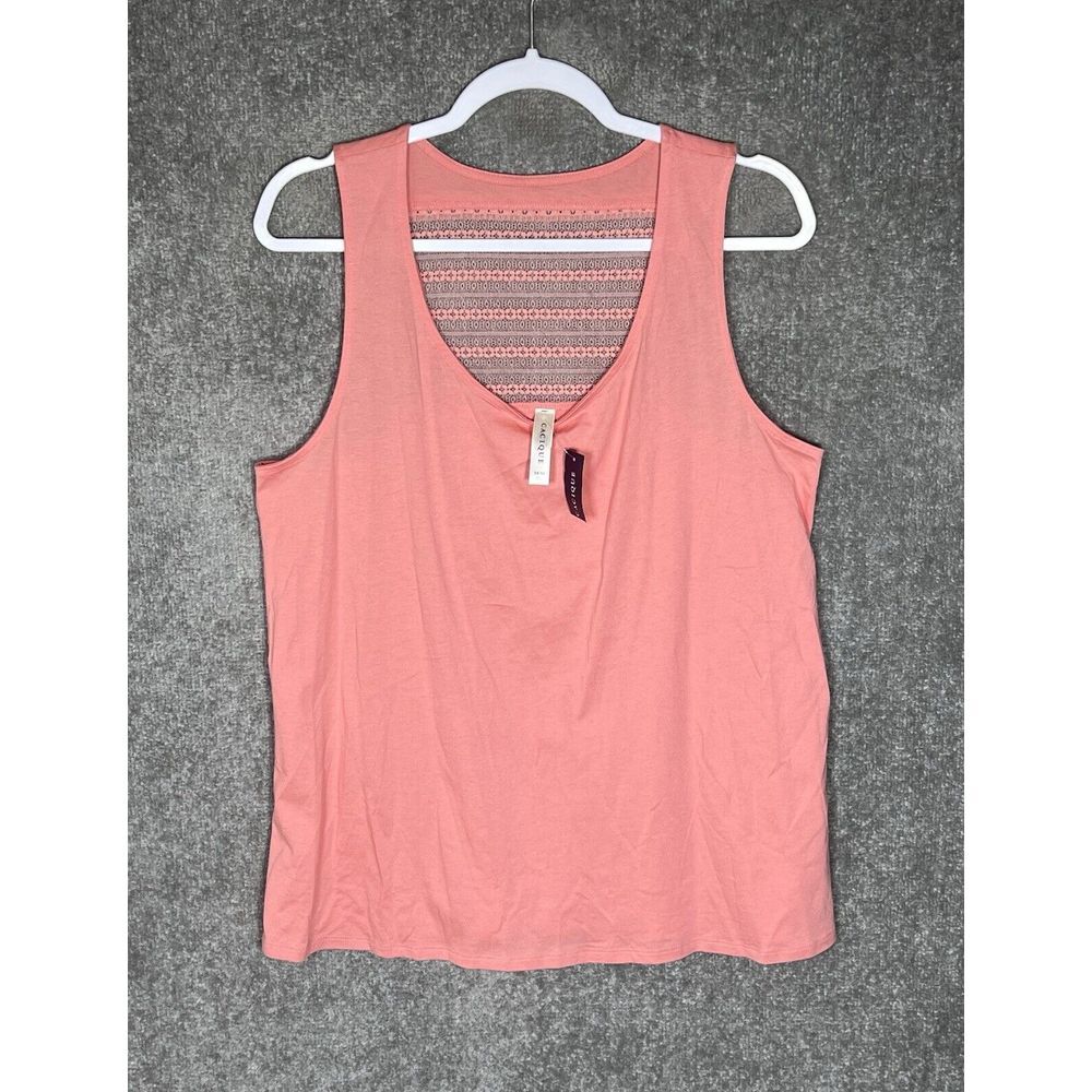 Cacique Sleeveless Lace Racerback Scoop Neck‎ Tank Top Womens Sz 14/16 Peach NWT
